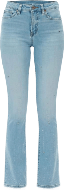 Women's High-Rise Rhinestone-Embellished Flare Jeans