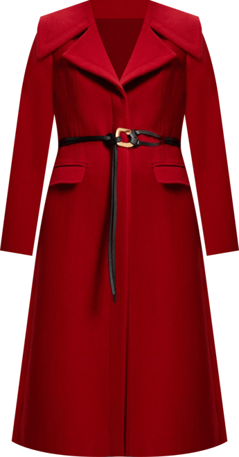 Women's Wool Shawl Collar Belted Midi Coat