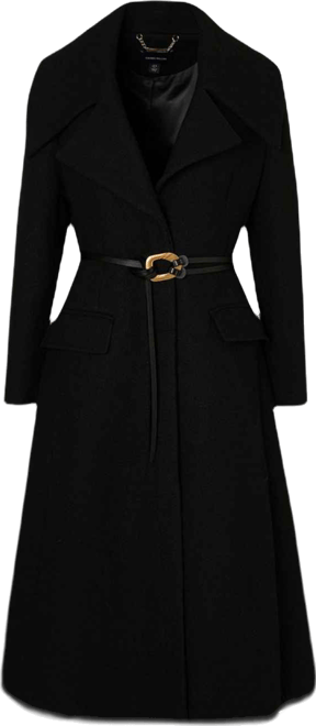 Women's Wool Shawl Collar Belted Midi Coat