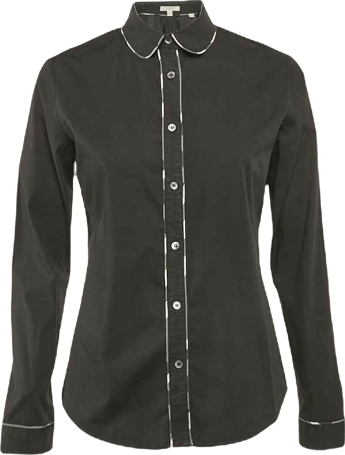 Women's London Black Cotton Button Front Shirt