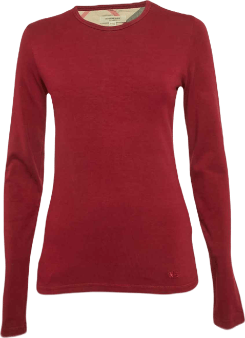 Women's Red Cotton Full Sleeve T-Shirt