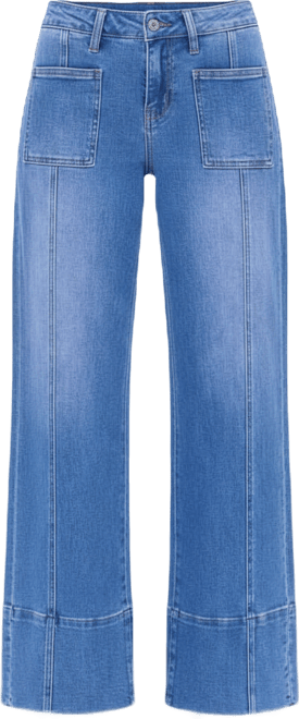 Women's Mid-Rise Wide-Leg Denim Patch-Pocket Jeans