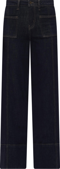 Women's Mid-Rise Wide-Leg Denim Patch-Pocket Jeans