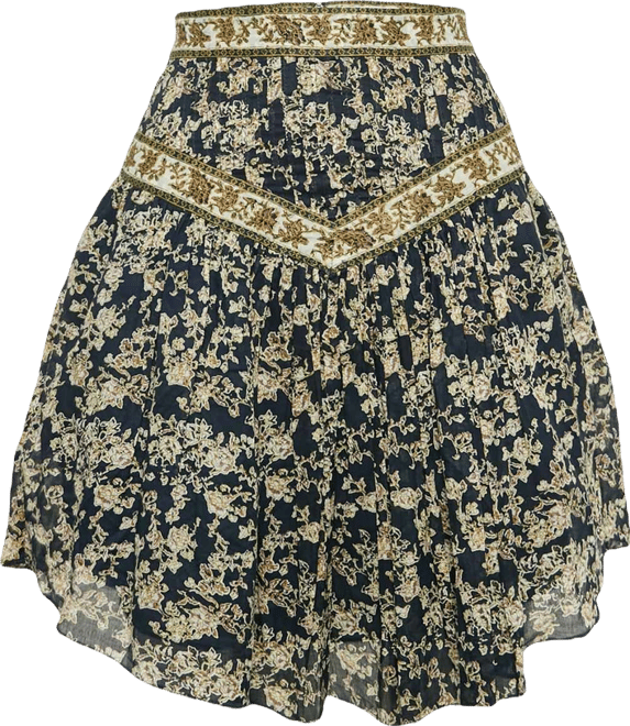 Women's Etoile Blue Floral Print Cotton Vega Mini Skirt