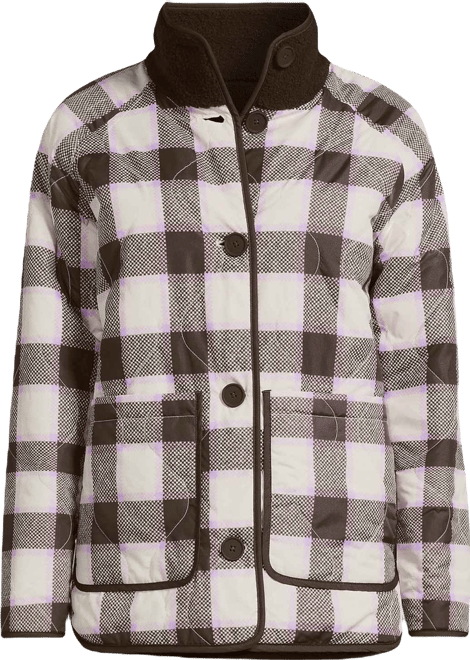 Women's High Pile Fleece Reversible Mixed Media Long Jacket