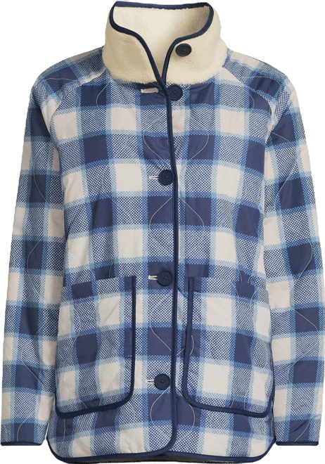 Women's High Pile Fleece Reversible Mixed Media Long Jacket