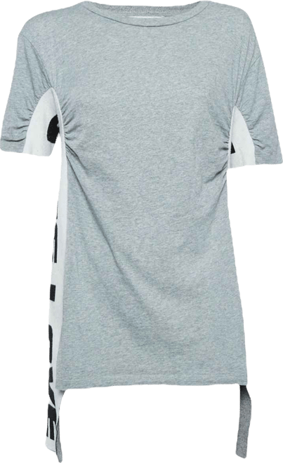 Women's Grey 'all Is Love' Cotton Ruched T-Shirt