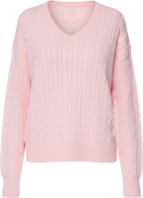 Women's Polly V Neck Cable Knit Sweater