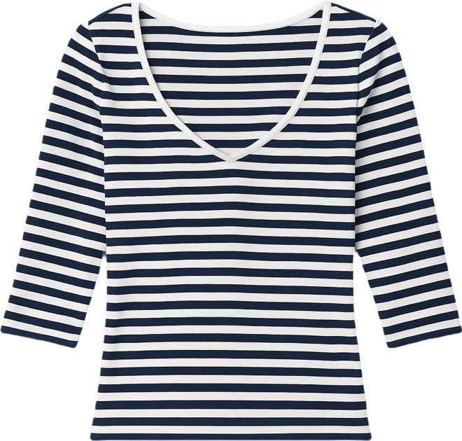 Women's Poppie Striped V Neck Top