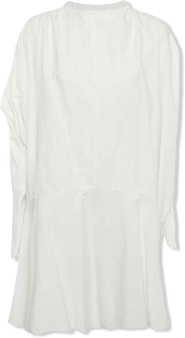 Women's White Striped Cotton Loose Fit Midi Dress