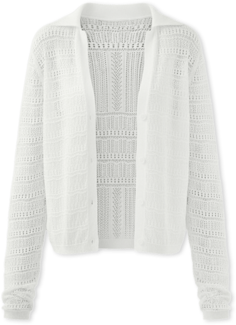 Women's Pointelle White Cardigan