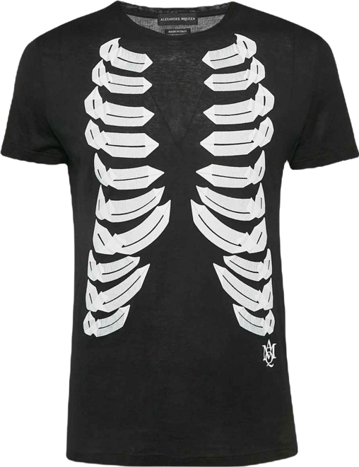 Women's Black Ribcage Print Cotton T-Shirt