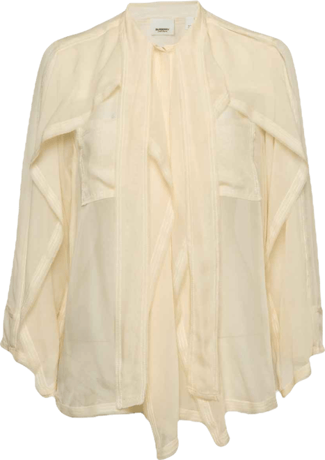 Women's Beige Silk Raw Edge Detail Shirt