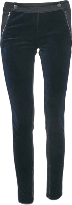 Women's Black/blue Denim And Velvet Jeans