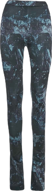 Women's Black Abstract Print Jersey Flared Leggings