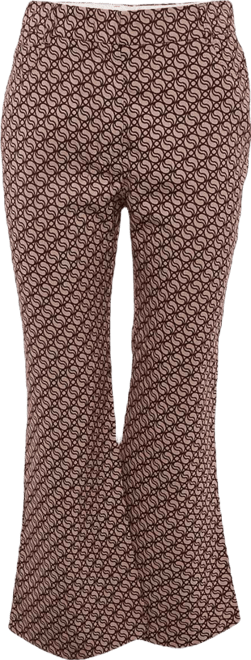 Women's Pink/red Jacquard Wide Leg Pants