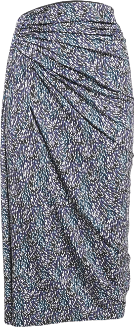 Women's Etoile Blue Jeldia Print Jersey Draped Midi Skirt