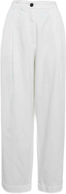 Women's White Cotton Drill Tapered Jeans