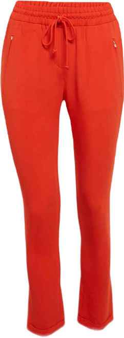 Women's Orange Crepe Drawstring Trousers