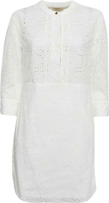 Women's White Broderie Anglaise Cotton Short Dress