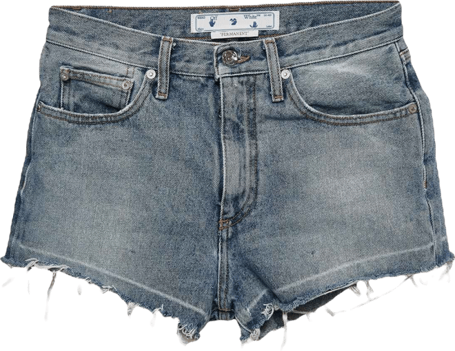 Women's Blue Denim Raw Edge Shorts