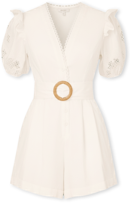 Women's Laser-Cut V-Neck Romper