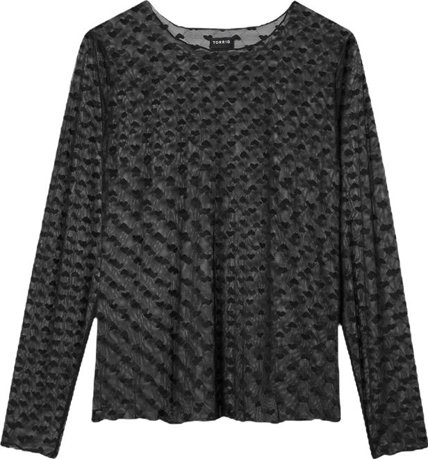 トップス Theredthread S ring curve tops Plus Size - Sheer Mesh Swiss Dot & Heart Crew Top - Torrid