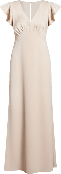 Women's Petite V-Neck Maxi Bridesmaid Dress