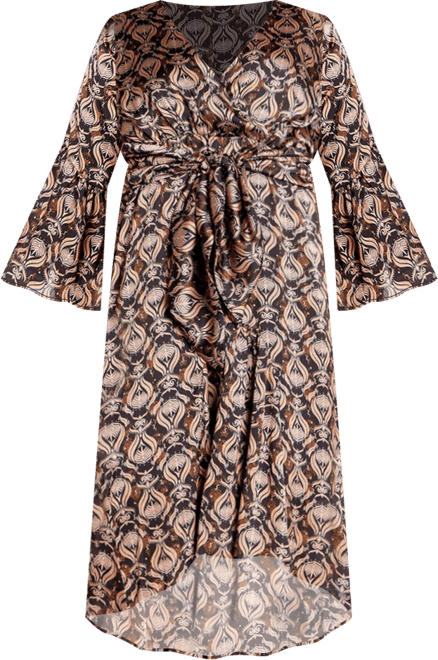 Women's Tie Front Fan Maxi Dress