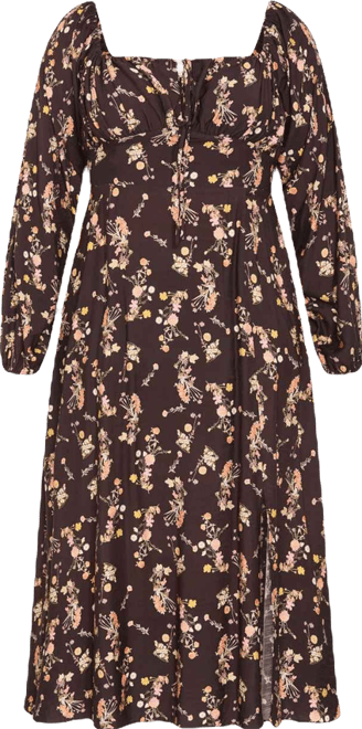 Plus Size Abbigail Long Sleeve Print Maxi Dress