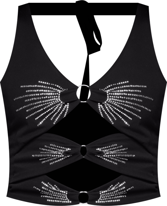 Women's Lettie Rhinestone Cut Out Halter Top