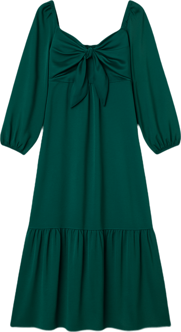 Maternity Emerald Bow Satin Maxi Dress