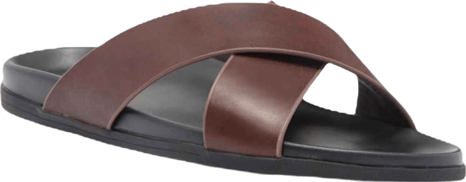 Men's Jake Dress Casual Cross-Strap Leather Slide Sandal