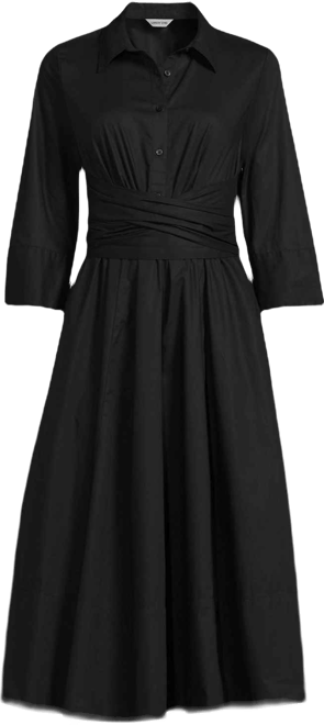 Women's Poplin Midi Wrap Front Dress