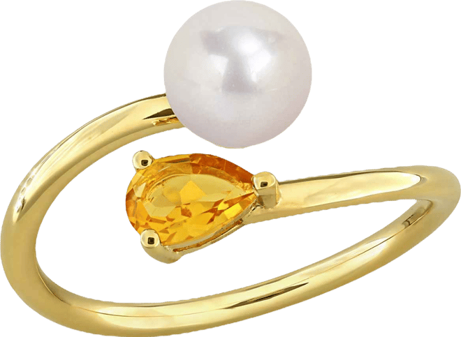 Cultured Freshwater Pearl & Garnet Ring (1/2 ct. t.w.) in 18k Gold-Plated Sterling Silver