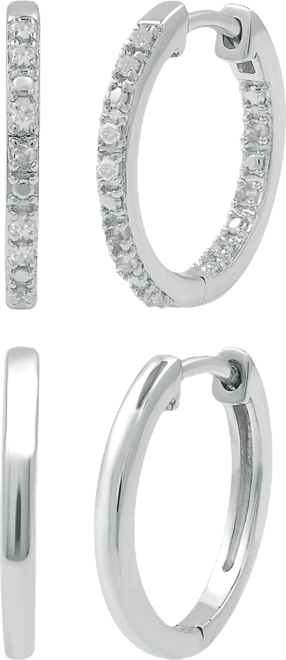 2-Pc. Diamond Hoop Earrings Set (1/6 ct. t.w.) in Sterling Silver