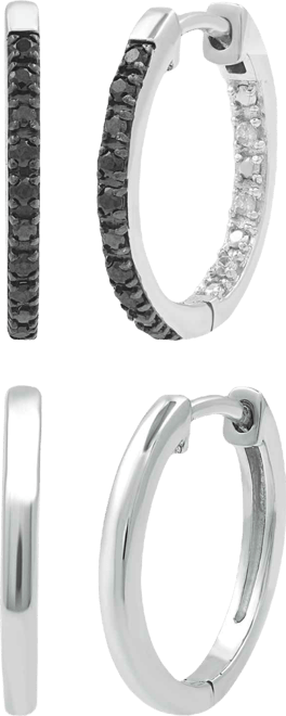 2-Pc. Diamond Hoop Earrings Set (1/6 ct. t.w.) in Sterling Silver