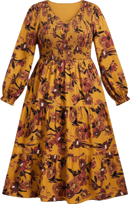 Women's Plus Size Indi Puff Sleeve Shirred Dress