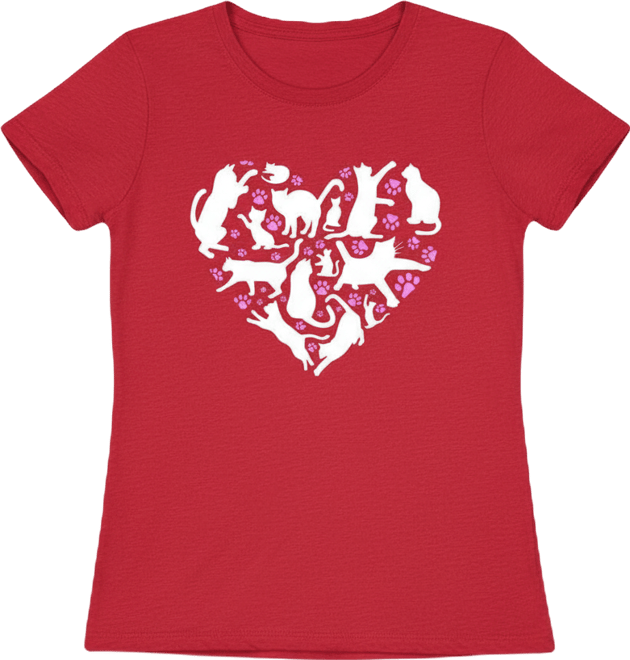Women's Cat Heart Crew Neck T-Shirt