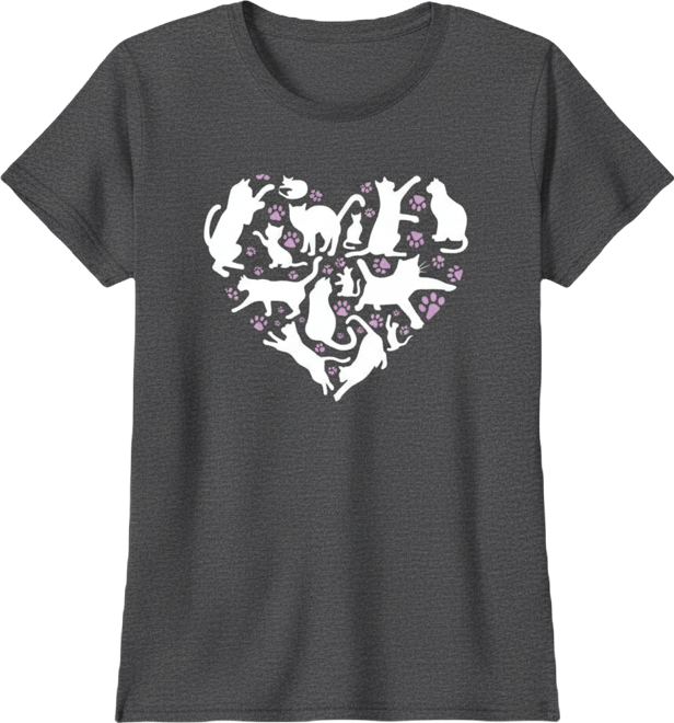 Women's Cat Heart Crew Neck T-Shirt