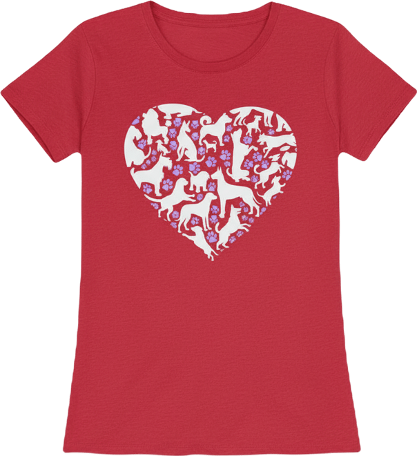 Women's Dog Heart Crew Neck T-Shirt