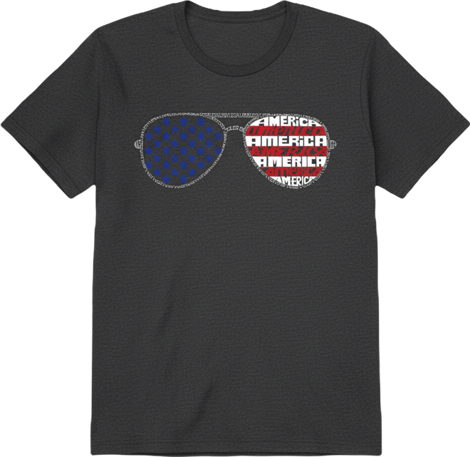 Women's Americana Sunglasses Word Art Crew Neck T-Shirt