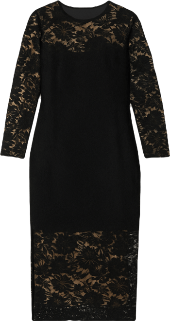 Women's Lined Lace Column Midi Dress