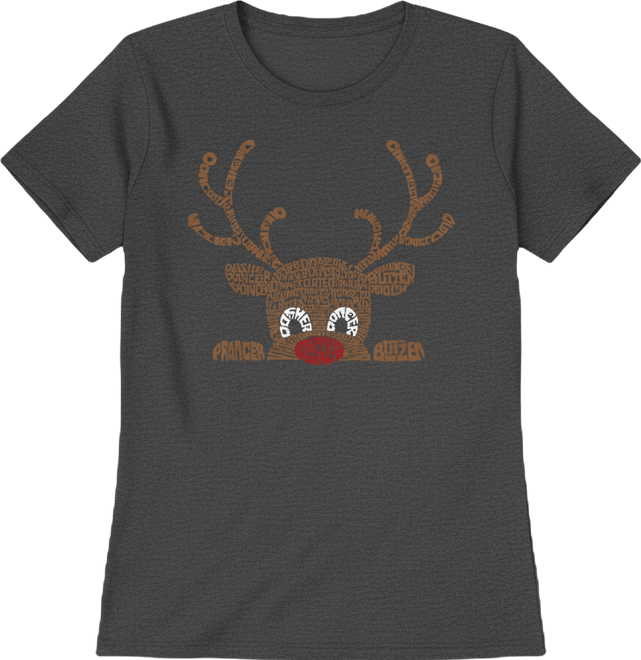 Women's Peeking Reindeer Short Sleeve T-Shirt