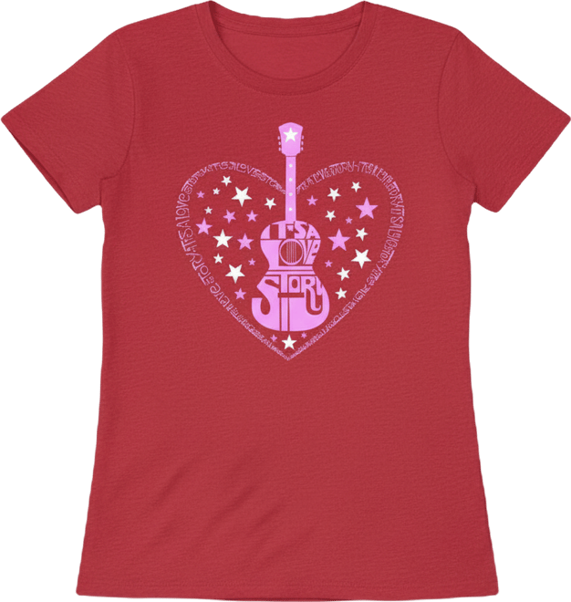Women's It's A Love Story Word Art Crew Neck T-Shirt
