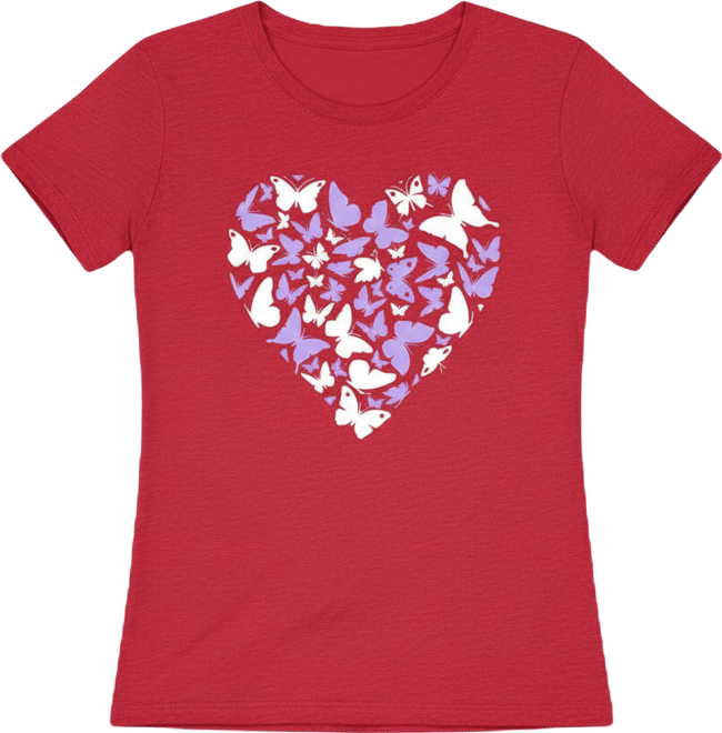 Women's Butterfly Heart Crew Neck T-Shirt