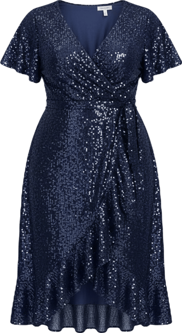 Women's Plus Size Nina Sequin Wrap Dress