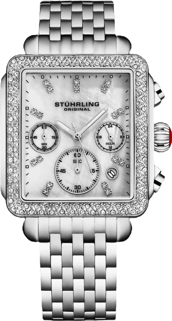 Womens 4083 Bezel Chronograph Watch with Mother of Pearl Dial and Silver Bracelet Watches