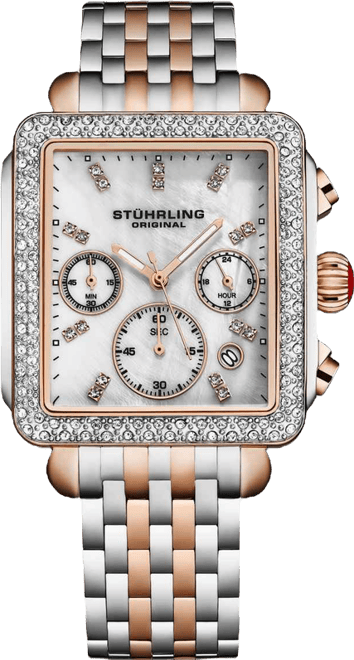 Womens 4083 Bezel Chronograph Watch with Mother of Pearl Dial and Silver Bracelet Watches