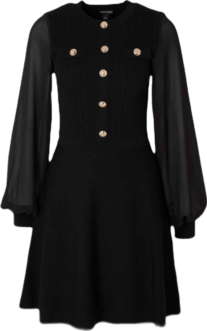 Women's Chiffon Sleeve Mini Knit Dress